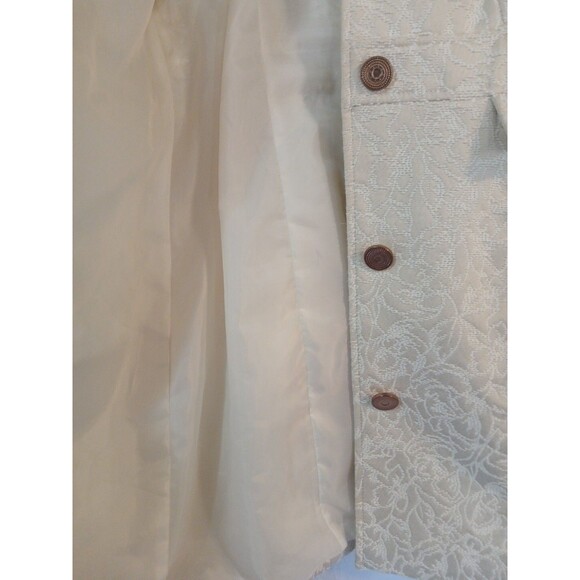 Xhilaration Womens Ivory Faux Fur Detachable Collar Floral Lined Coat Size M - Picture 14 of 16